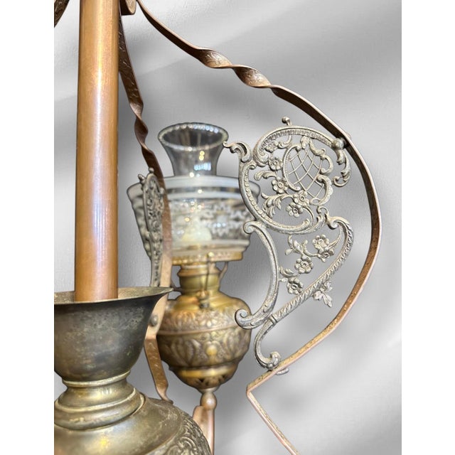 Late 19th Century Victorian Chandelier With Painted Shades For Sale - Image 14 of 18