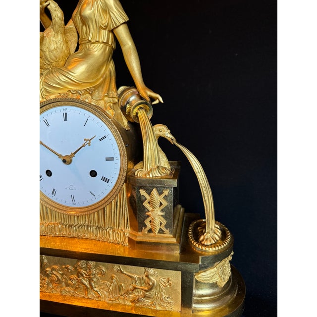 1800 French Artisan Empire Gold Bronze Mantel Clock For Sale - Image 17 of 18