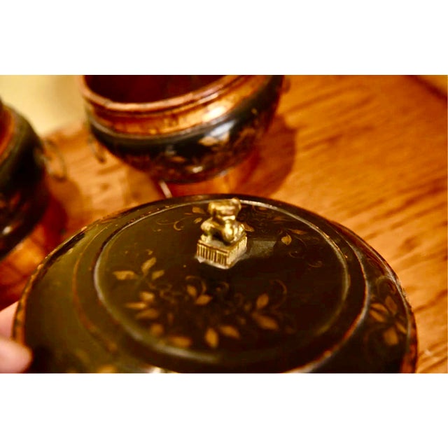 Antique Chinese Lacquered Wooden Lidded Storage Vessels—A Pair For Sale In New York - Image 6 of 11