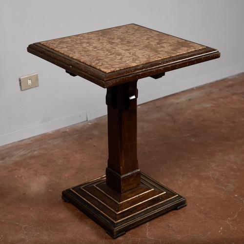 Square Coffee Table with Marble Top and Copper Footrest For Sale - Image 3 of 9