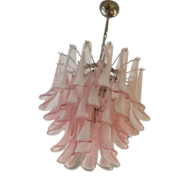 Pink Murano Glass Chandelier in the style of Mazzega For Sale