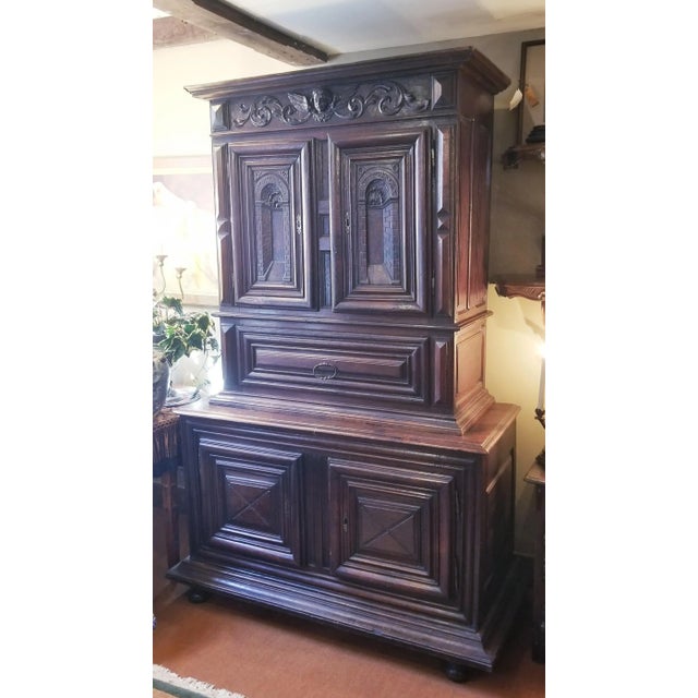 English 17th Century Continental Carved Oak Cabinet For Sale - Image 3 of 13