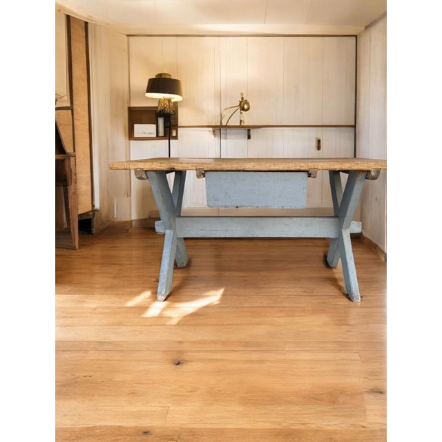 Painted X Shaped Writing Table in Fir For Sale - Image 13 of 18