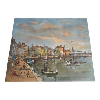 Claude Tabet, Port Scene, 1890s, Lithograph, Framed For Sale