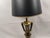 Late 20th Century Large Neoclassical Style Brass & Faux Burlwood Table Lamp With Black Shade – 34"h For Sale - Image 11 of 18