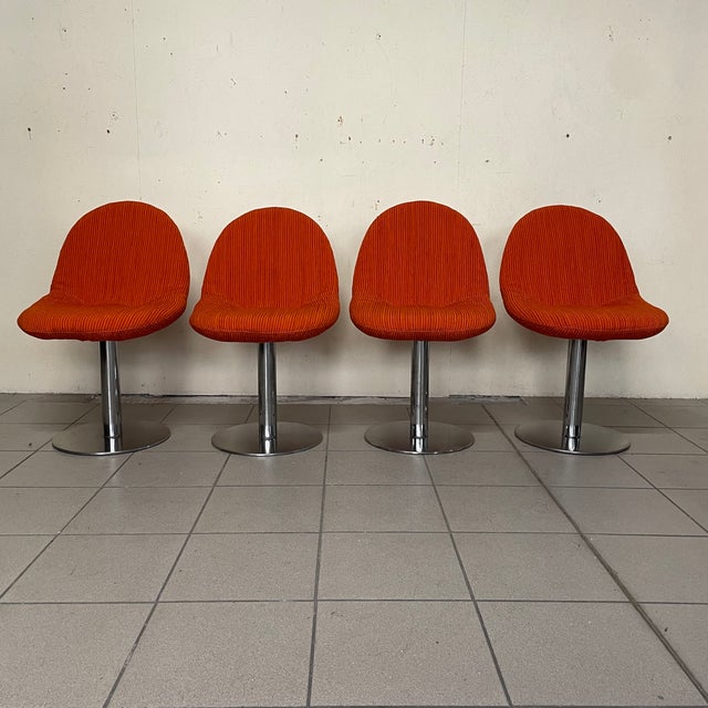 Space Age Metal and Fabric Chairs, 1970s, Set of 4 For Sale - Image 6 of 7