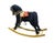Mid to late 20th century Meier Spielwaren rocking horse toy. Wood frame and base, upholstered in black faux fur and mane...