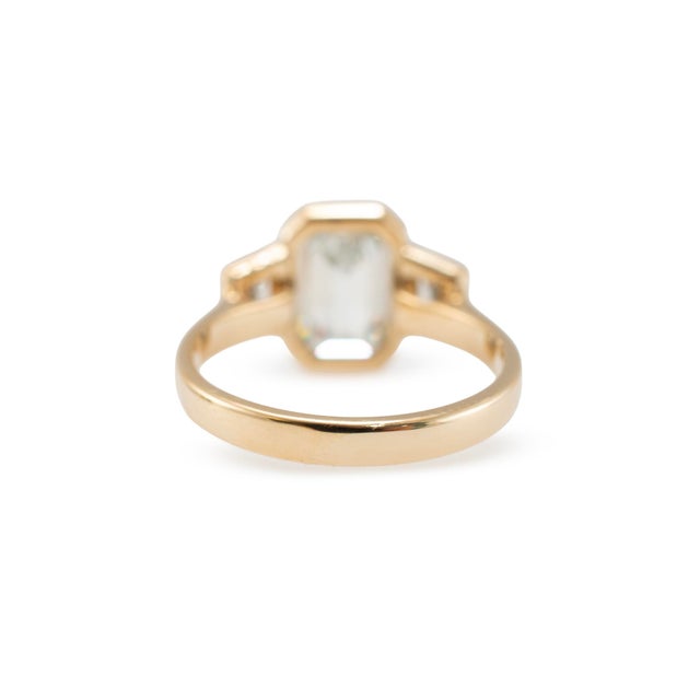 14k Yellow Gold 3.49ctw Emerald Trapezoid Lab Grown Diamond Engagement Ring, Size 8 For Sale - Image 9 of 10