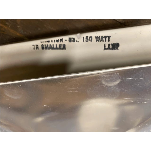 Vintage Mid-Century Modern Style John C Virden Co Solid Brass & Frosted Milk Glass Flush Mount For Sale In Pittsburgh - Image 6 of 8