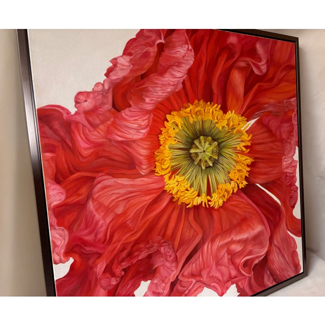 Iceland Poppy Framed Oil on Canvas by Shelly Gurton Titled "Riva" For Sale - Image 9 of 11