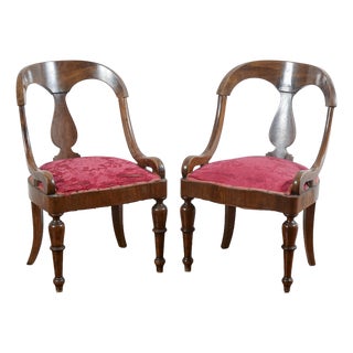 Red Fabric Armchairs, Set of 2 For Sale