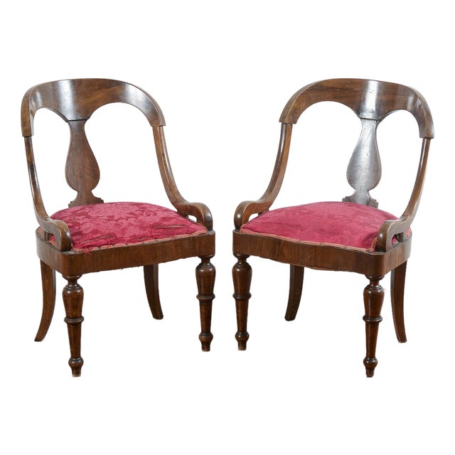 Red Fabric Armchairs, Set of 2 For Sale
