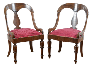 Red Fabric Armchairs, Set of 2