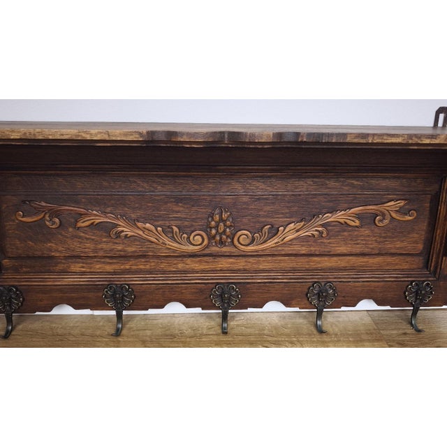 Vintage French Coat Rack in Oak For Sale - Image 4 of 9