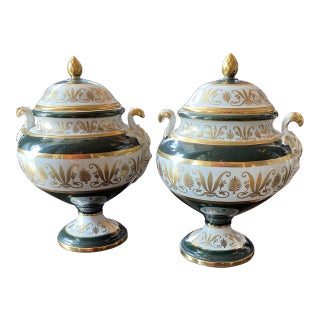 1965 Decorative Gold Etch Urns - a Pair For Sale