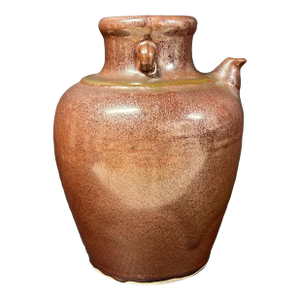 Vintage Chinese Art Pottery Brown Rice Wine Jar