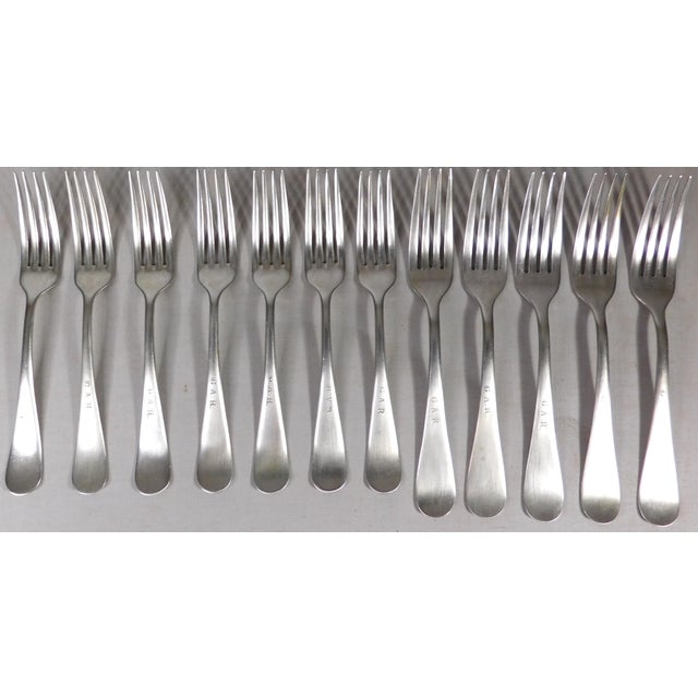 Metal 1920s Vintage Grand Army Republic (g.a.r.) Maine Nickel Silver Fork/Knife Set - 24 Piece For Sale - Image 7 of 12