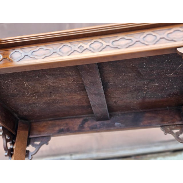 Mid 20th Century Chinese Chippendale Style Burlwood and Mahogany Side Table For Sale - Image 12 of 12