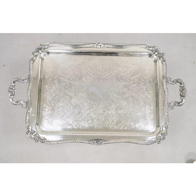 Vintage Sheffield Victorian Ornate Silver Plated Serving Platter Tray For Sale - Image 12 of 12