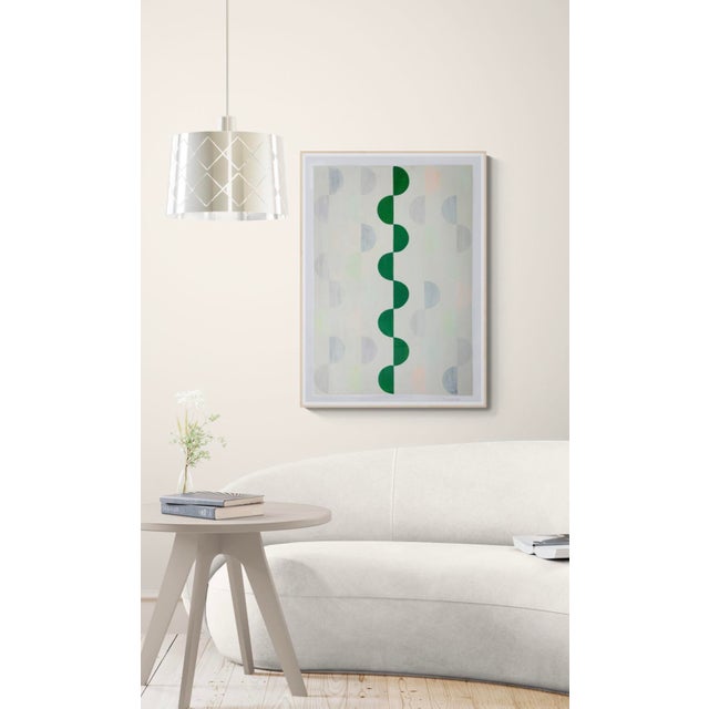 Contemporary Mixed Media Composition With Green For Sale - Image 3 of 5