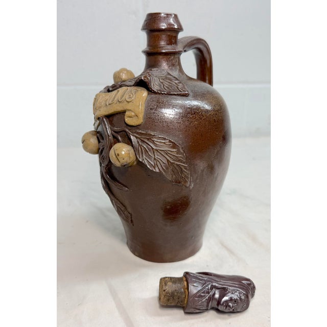 Antique Handmade Figural Calvados French Stoneware Pottery Decanter Flask For Sale - Image 13 of 15