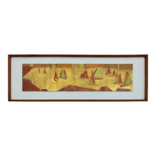 Mid-Century Modern Sailboats Artwork on Enamel For Sale
