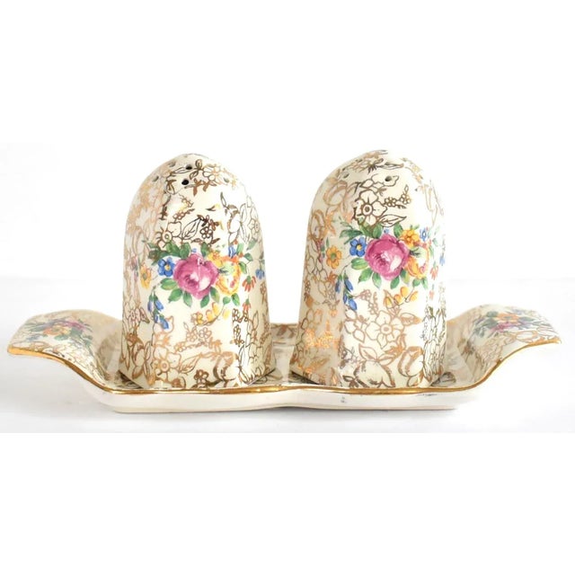 Mid 20th Century Vintage English Gold Chintz Lord Nelson Ware Salt and Pepper Set- 3 Pieces For Sale - Image 5 of 5