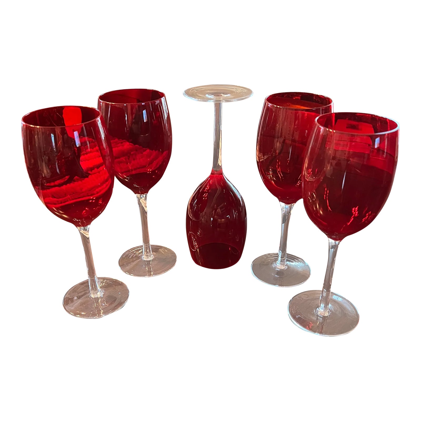 1990s Ruby Red Wine Glasses Set of 5 Chairish