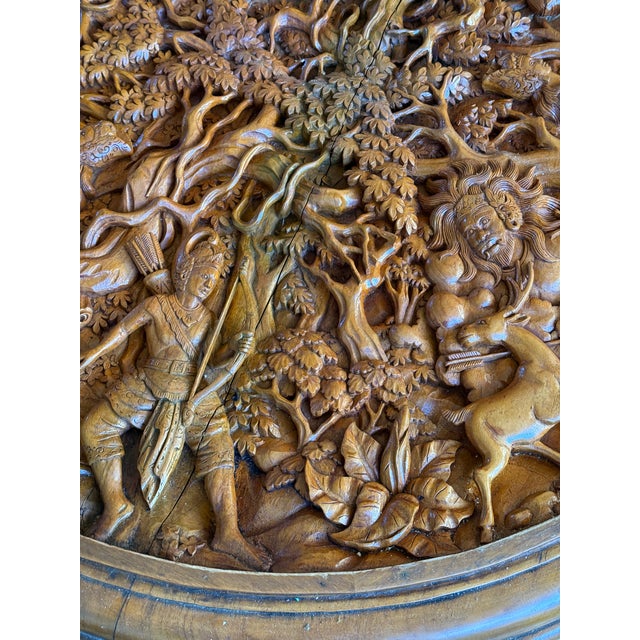 Indonesian Round Wooden Carved Coffee Table, 1920s For Sale - Image 16 of 18