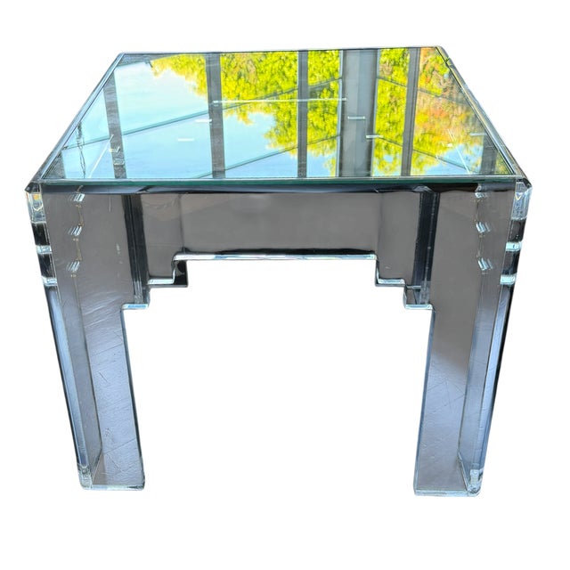 Karl Springer Karl Springer Lucite & Glass Coffee Cocktail Side Table For Sale - Image 4 of 4