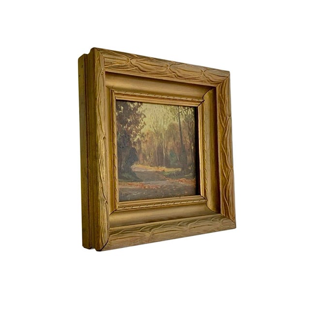This is an original oil painting on canvas by Charles Harmon, featuring a moody forest scenery. This piece of artwork is a...