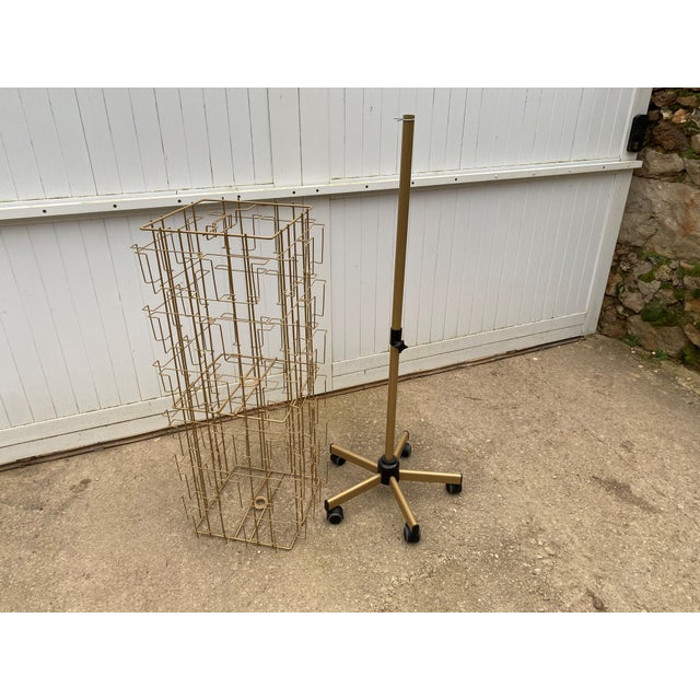 Swivel Postcard Holder on Casters Gold, 1990s For Sale - Image 14 of 17