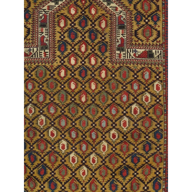 Gold Ground Antique Marasali Shirvan Prayer Rug, Hand-Knotted, Wool Oriental Rug For Sale - Image 4 of 5