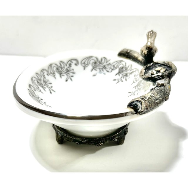 Metal Vintage Bird Nest Soap Dish – Silver Gilt Vanity Tray – Jewelry Dish Ring Holder For Sale - Image 7 of 10