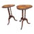 Pair Mid 20th Century Mahogany Pedestal Tooled Leather Clover Top Candle Stands For Sale