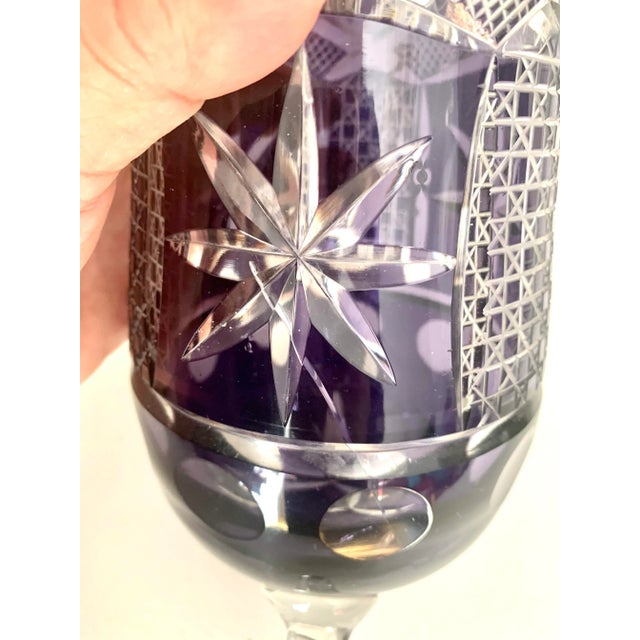 Vintage Thick and Heavy Hand Cut Purple Crystal Vase For Sale In San Diego - Image 6 of 10