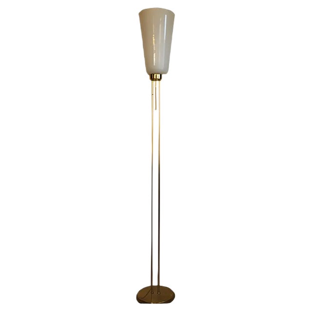 Floor Lamp with Glass Shade, 1970s For Sale