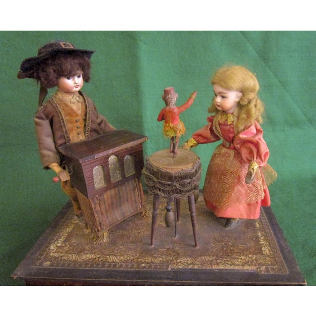 Automaton German Zinner & Sohn Musical Toy W Children & Organ Grinder Monkey For Sale - Image 4 of 16