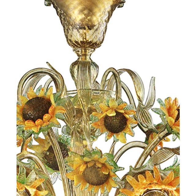 Contemporary Venetian Sunflowers Murano Glass Chandelier For Sale - Image 6 of 12