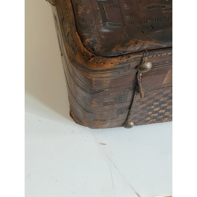 Brown Reduced-Antque American Embossed Leather With Eagle Travelling Trunk For Sale - Image 8 of 11