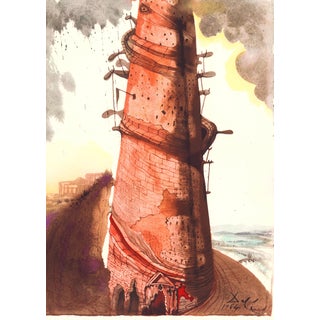 1967 Salvador Dalí Biblia Sacra Lithograph "Turris Babel" (Tower of Babel) For Sale