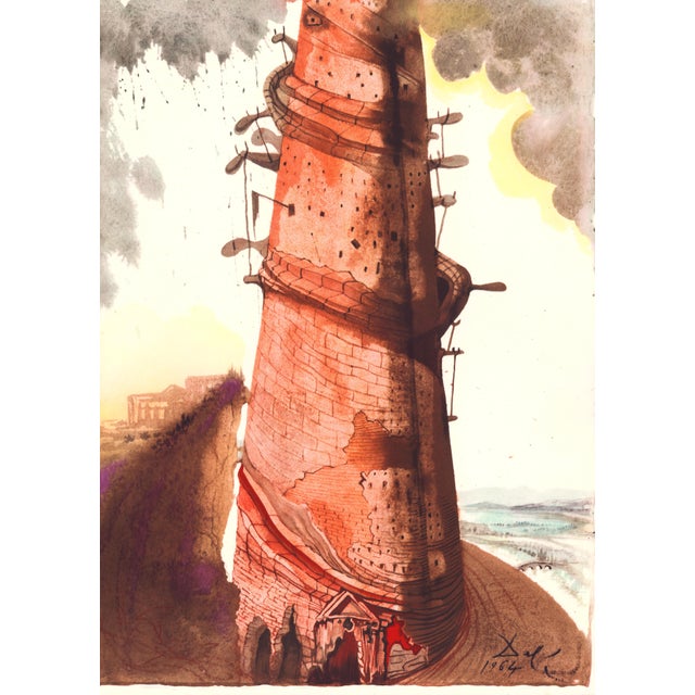 1967 Salvador Dalí Biblia Sacra Lithograph "Turris Babel" (Tower of Babel) For Sale