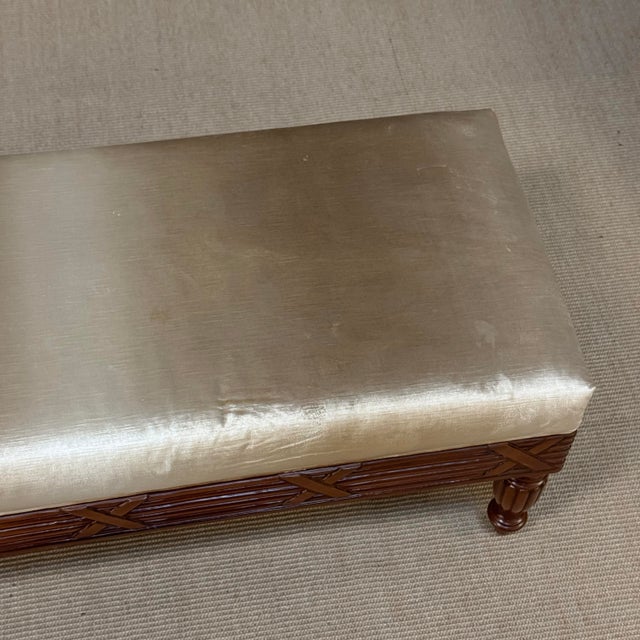 Antique French Louis XVI Style Mahogany Upholstered Bench For Sale - Image 15 of 15