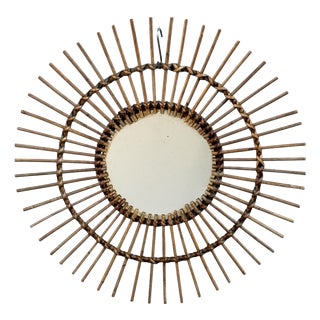 Large Vintage Rattan Mirror, France, 1960s For Sale