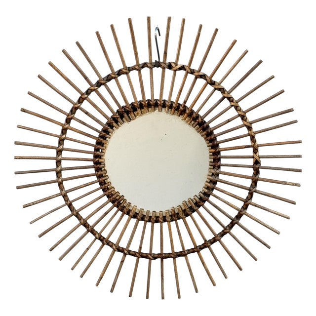 Large Vintage Rattan Mirror, France, 1960s For Sale