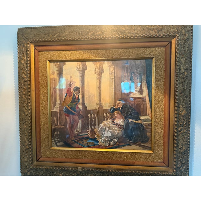 Late 19th Century Othello Relating His Adventures to Desdemona Colored Lithograph or Print For Sale - Image 4 of 9