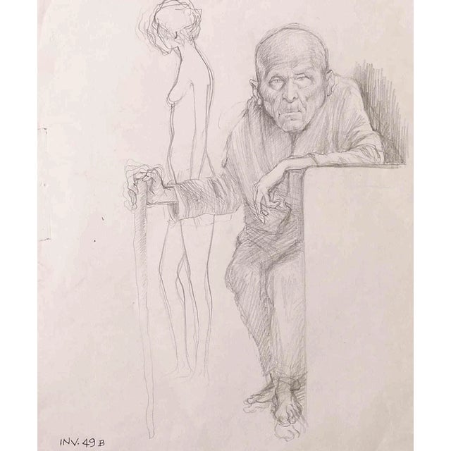 Old Man is an original drawing in Pencil realized by Leo Guida in 1960s. Good Conditions. The artwork is depicted through...