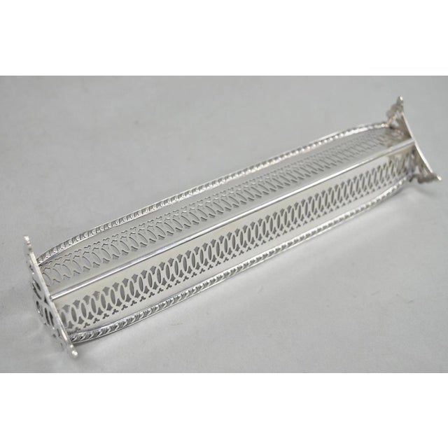 Silver Vintage English Regency Silver Plated Reticulated Sugar Cube Cracker Caddy For Sale - Image 8 of 11