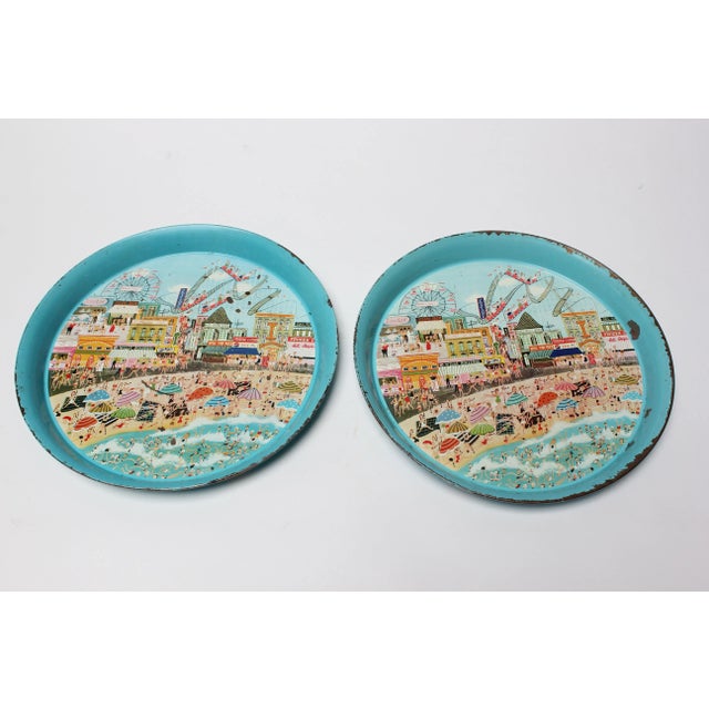 1955 Pepsi Cola Coney Island Boardwalk Tin Litho Trays- a Pair For Sale - Image 13 of 13