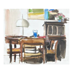 1983 Fred Atkinson Interior Watercolor